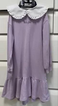 お値下げ　メゾピアノ　美品　フリル襟ラベンダーワンピース