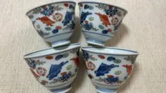 陶器製 湯飲み 4個セット 多色模様