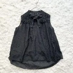 美品＊ANAYI アナイ ドットプリントバテンレースブラウス 38 シルク
