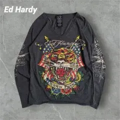 Ed Hardy ロンT Ｖネック　ラインストーン　タイガー　y2k 平成　M