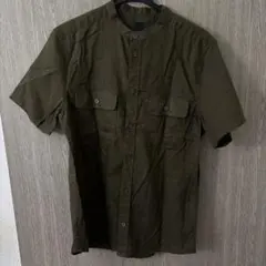H&M メンズ 半袖シャツ カーキ バンドカラーのサムネイル