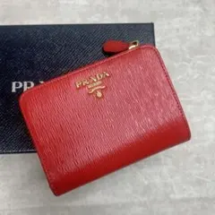 상태좋음 ✨PRADA プラダ 二つ折り財布 サフィアーノ レッド