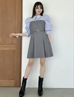 dazzlin レイヤードシャツミニワンピース