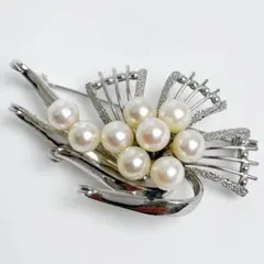 あこやパール 本真珠 シルバー ブローチ ホワイト