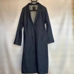 【w closet 美品】 デニム調 ダークブルー ロングコート 春夏 薄手のサムネイル