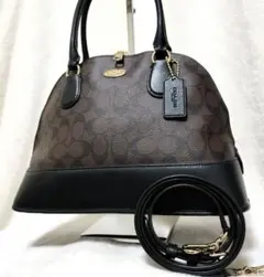 【極美品】コーチ　ハンドバック　2WAY　PVC×レザー　シグネチャー　チャーム