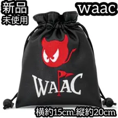 WAAC ゴルフ ポーチ 巾着 マルチケース ブラック 男女兼用　デビル　ロゴのサムネイル