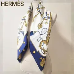 HERMES エルメス カレ90 スカーフ 馬柄 ブルー系 - メルカリ