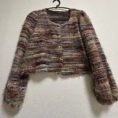 shein ファー マルチカラーカーディガン