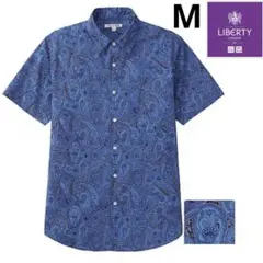 UNIQLO　ユニクロ×リバティロンドン　ペイズリー　シャツ　半袖　M 青のサムネイル