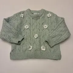 ZARA ミントグリーン ケーブルニットセーター 3-4歳