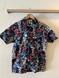 ユナイテッドアローズ アロハシャツ ネイビー 花柄 サイズMのサムネイル