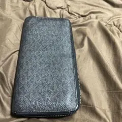 美品MICHAEL KORS 長財布 ラウンドファスナー ブラックMK柄