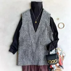 美品▲ジャーナルスタンダード//ツイードフリンジベスト▲ゆったり