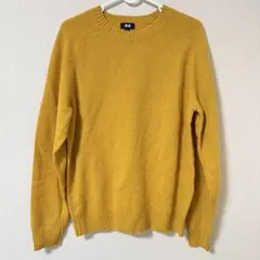 UNIQLO クルーネックセーター 毛 100% 円 Mサイズ マスタード