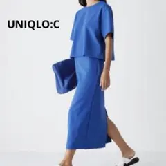 UNIQLO C クレープジャージーT ナロースカート セットアップ ブルー M