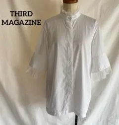 THIRD MAGAZINE シアーコットンシャツ 水色 ライトブルー✨極美品