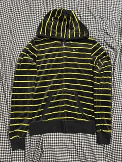 00s 90s nike zip hoodie ベロア　ボーダー　archive
