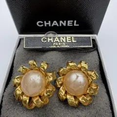 CHANEL シャネル ヴィンテージ イヤリング パール ゴールド 両耳 箱付