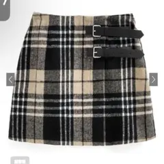 GRL インパン裏地付きチェック柄ベルトラップ風ミニスカート