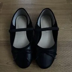 ブラックリボン付きバレエシューズ　18cm