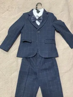 ネイビーチェック柄スーツセット