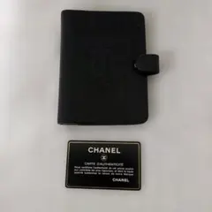 シャネル CHANEL 手帳カバー 6穴式 キャビアスキン黒