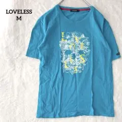 ラブレス　Tシャツ　半袖　ボタニカル柄　ブランドロゴ　カジュアル　美品　水色Mのサムネイル
