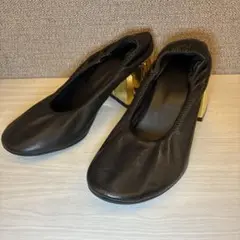【超美品級】MM6 メタリックヒール レザー パンプス 定価¥60,500