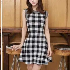 ダーリッチ DRロゴギンガムニットワンピース FL BLK Darich