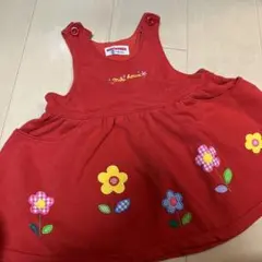 miki HOUSE 赤 ジャンバースカート 90