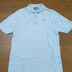 LACOSTE 水色 ストライプ ポロシャツ サイズ3
