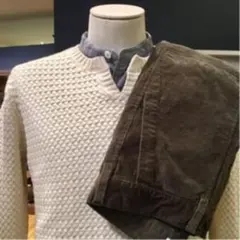 B:MING BEAMS / バスケット編み スリットネック　セーター　ニット