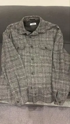 NO NEED チェック柄 シャツジャケット グレー
