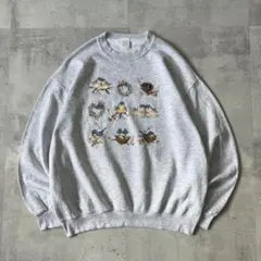 90s USA製　winter birds　スウェット　アニマル　鳥　アート　絵