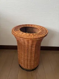 ラタン　蓋つき　ダストボックス　バスケット　ビンテージ　レトロ