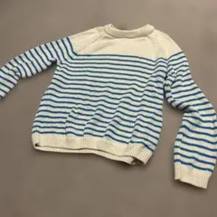 ZARA ライトブルー×オフホワイトボーダー　ニット