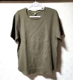 【美品】UNIQLO ワッフルクルーネック半袖Tシャツ Lサイズ