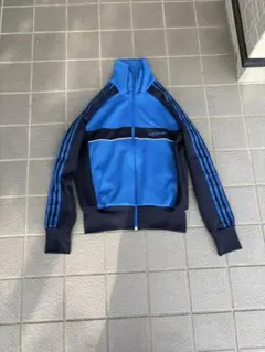 adidas 青黒 ストライプ ジャージ