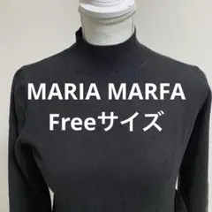 MARIA MARFA黒 タートルネック 長袖ドレス ウエストベルト付き