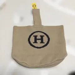 Hロゴ　ワンショルダー　トート　ニット　ブラウン