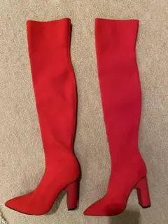 SALE中　ストレッチブーツ　赤　36