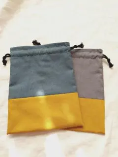 ハンドメイド☆無地×無地 給食袋 巾着2枚セット