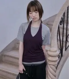 Unblend レイヤード ホルターネックタンクトップ シアー半袖Tシャツのサムネイル