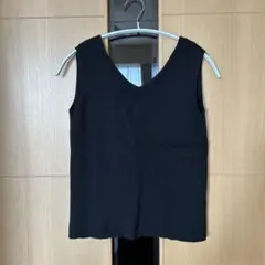 ミッシュマッシュ ブラック ノースリーブ Vネックニットのサムネイル