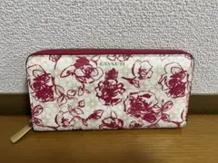 COACH コーチ 花柄 ラウンドファスナー 長財布 ピンク