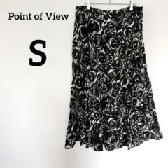 美品✨ Point of View 【S】 フレアスカート 黒 ブラック 花柄