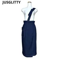 JUSGLITTY　ワンショルデニムスカート　M　グリーン　美品　b6e018のサムネイル