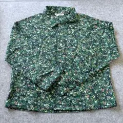 ZARA 花柄 緑 長袖シャツ M