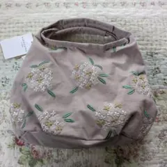 くろちく　京都　ミニラウンドバッグハンドバッグ　金木犀　刺繍